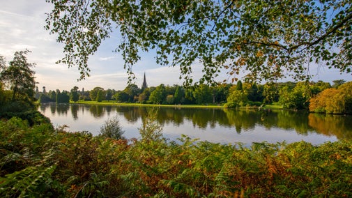 Autumn view across the lake